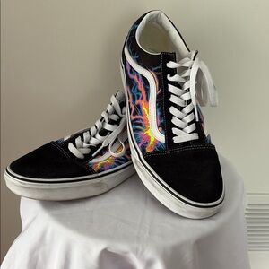 Vans Black and Multicolor Flame Sneakers